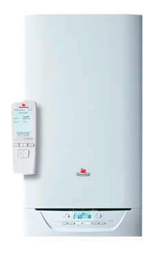 SAUNIER-DUVAL ISOMAX CONDENS 35 de 32,0-34,8 KW (calefacción y acs) acumulación dinamica isodyn 2,incluye control  termostato programador modulante EXACONTROL E7 R, placa de conexiones y ventosa.